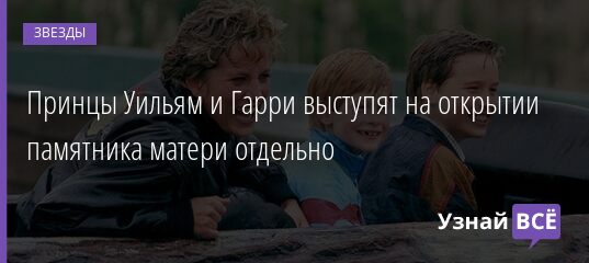 Принцы Уильям и Гарри выступят на открытии памятника матери отдельно 10.05.2021