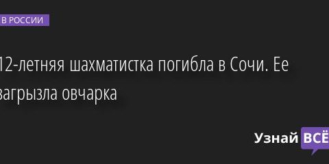 12-летняя шахматистка погибла в Сочи. Ее загрызла овчарка 27.04.2022 | Новости в России