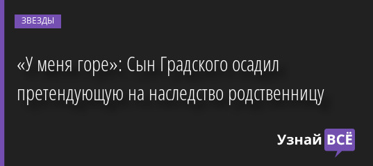 «У меня горе»: Сын Градского осадил претендующую на наследство родственницу 16.06.2022 | Звезды, шоу-бизнес